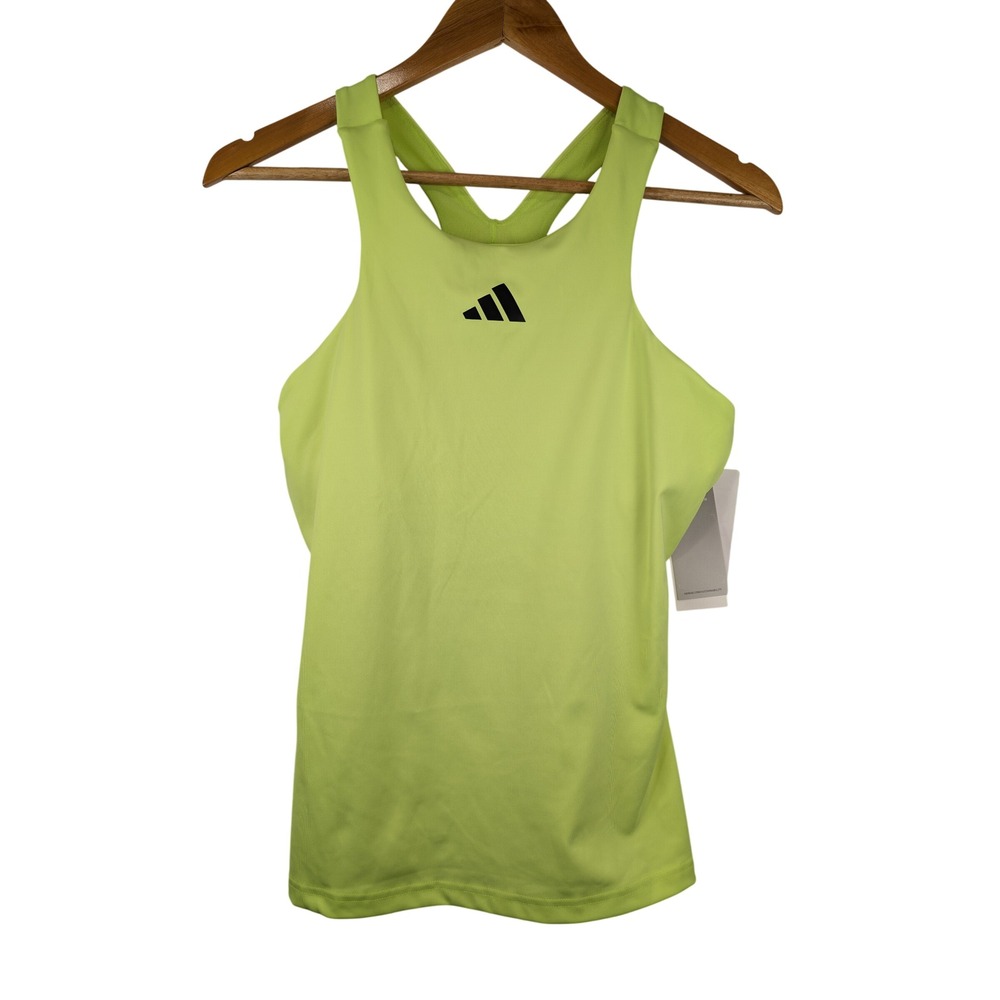 Adidas Womens HEAT.RDY Y-Tank Lime Green Athletic Racerback IA8325 Size M NWT